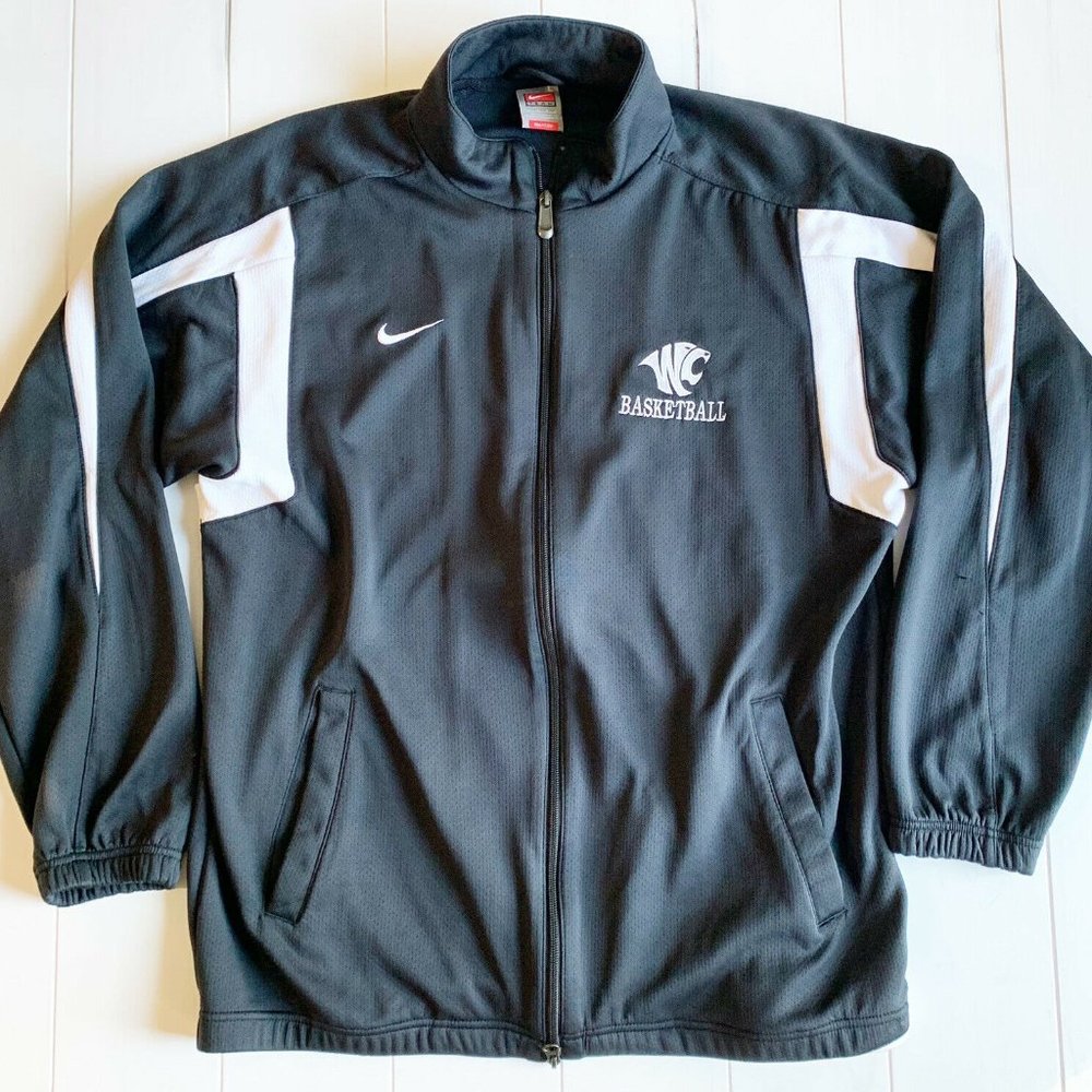 Nike FitDry Mens Sz. Large Conquer Game Track Jacket Black White Full Zip 244773